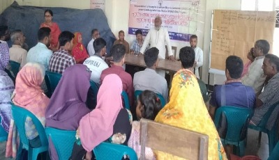 কাউনিয়ায় মর্যাদা প্রকল্পের ইউনিয়ন দুর্যোগ স্বেচ্ছাসেবক কমিটির মিটিং